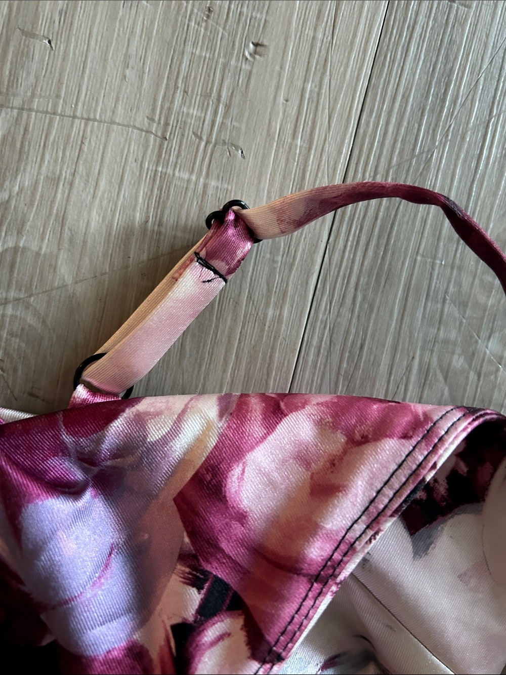 Inspired Hearts Pink and Burgundy Floral Satin Slip Dress - Picture 5 of 5